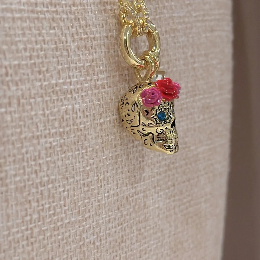 Alex and Ani Calavera Sugar Skull Gold Necklace - Picture 3 of 10
